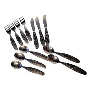 Fresh Baby Child Silverware Utensil Set 12 Piece Vegetables, Fruit, Bread, Food